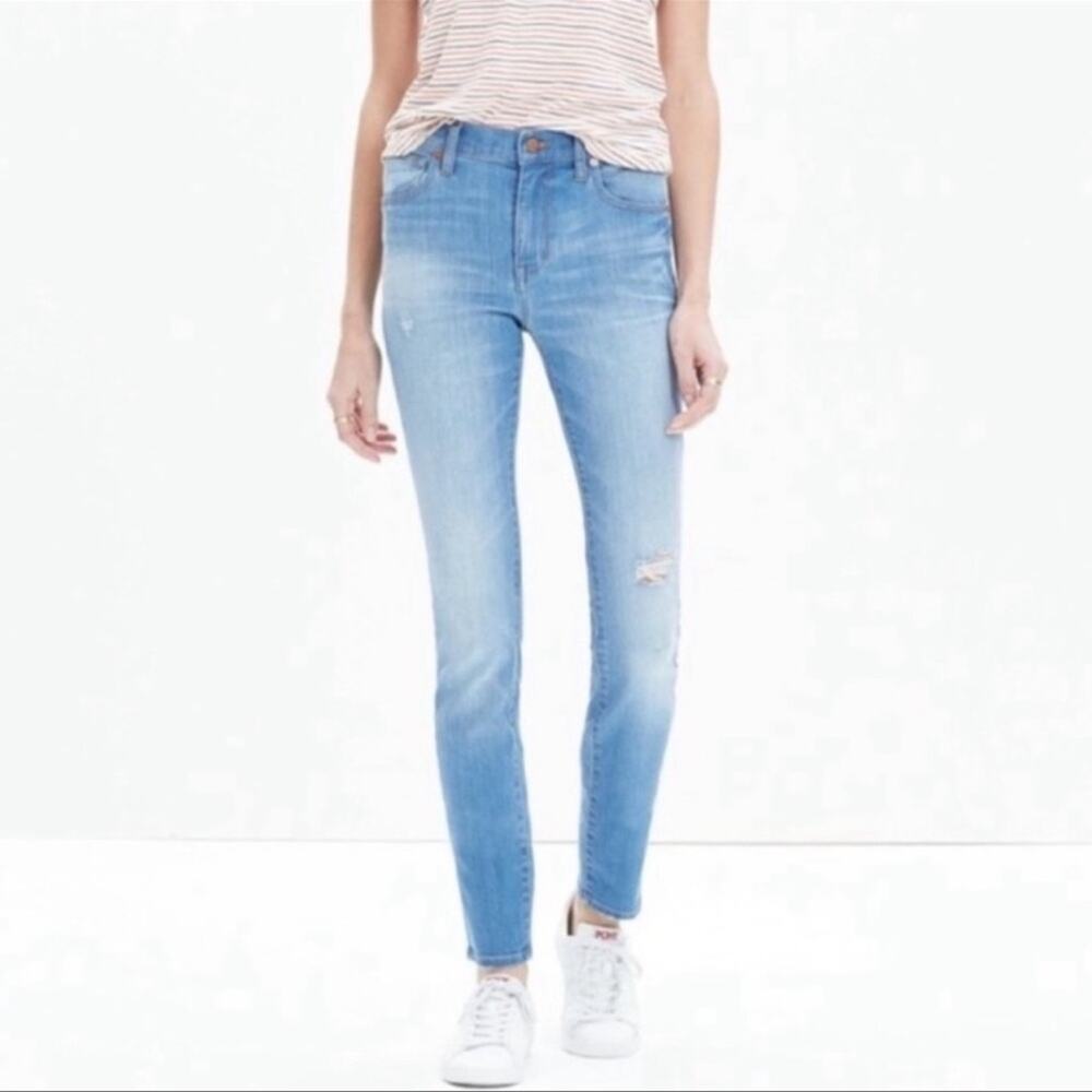 Madewell 9" High Riser Skinny Skinny Jeans Light Wash Light Distressing sz 25